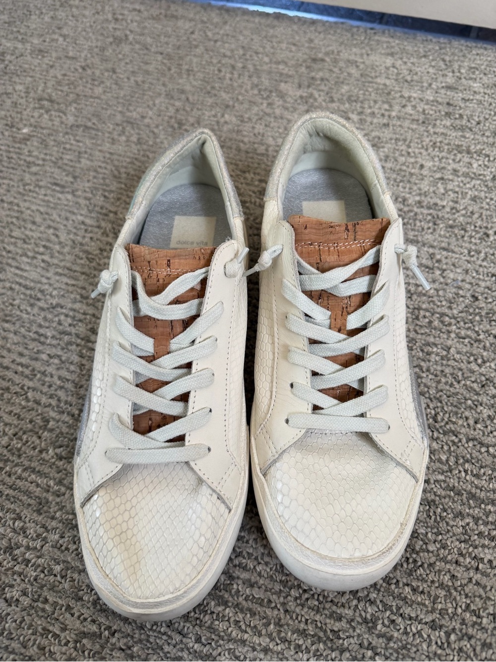 Dolce Vita Women’s Cream Casual Sneakers with Cork Accent